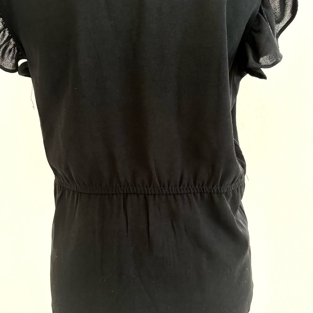 Bella D. Black Ruffle Sleeve Wrap Blouse NWOT - Picture 5 of 7
